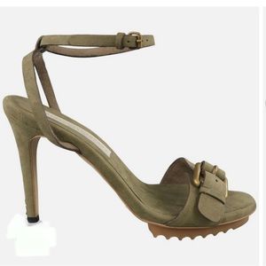 Stella McCartney Vegan Lug Sole High Heel Sandals in Tan Size 39.5